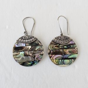 Sterling Abalone Shell Earrings Boho Natural